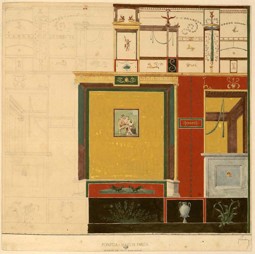 VI 6 1 Pompeii Between 1823 And 1828 Painting By F Duban Of A Wall vi-6-1-pompeii-between-1823-and-1828-painting-by-f-duban-of-a-wall